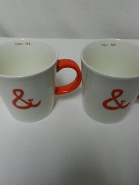 Starbucks 2013 You & Me Ampersand Mug Cup 12 ounces Micro & Dish Set Pair 2